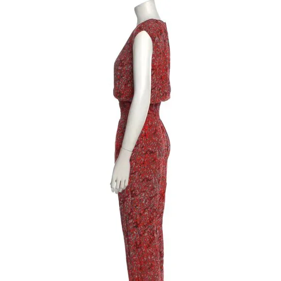 MAJE Pioma Leopard-print Woven Jumpsuit In Imprime Size XS EU 34 Red Gray Grey - Picture 4 of 11